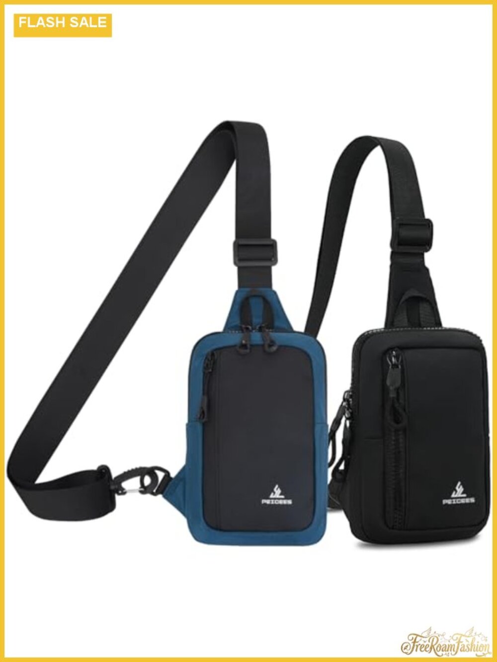 Nylon Crossbody Sling Bag Dual Pocket Water Resistant Fanny Pack